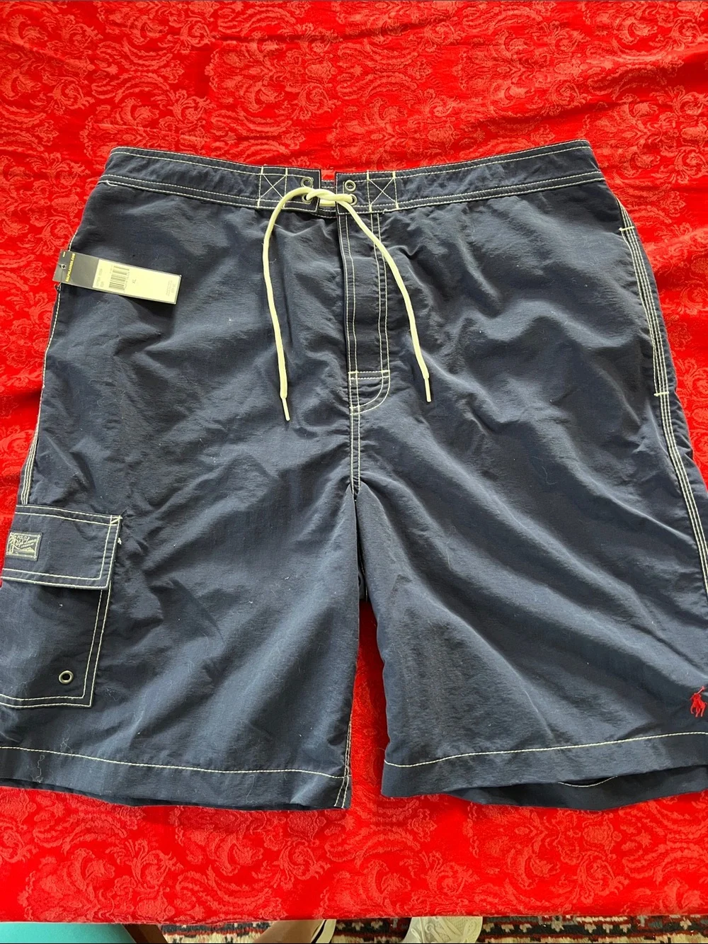 Polo Ralph Lauren Navy Swim Trunks Board Shorts Red Pony NWT Men's XL